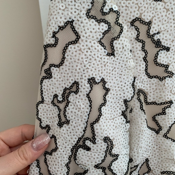 Zara Basic White Sequin Long Sleeve Dress  XS - Picture 2 of 4